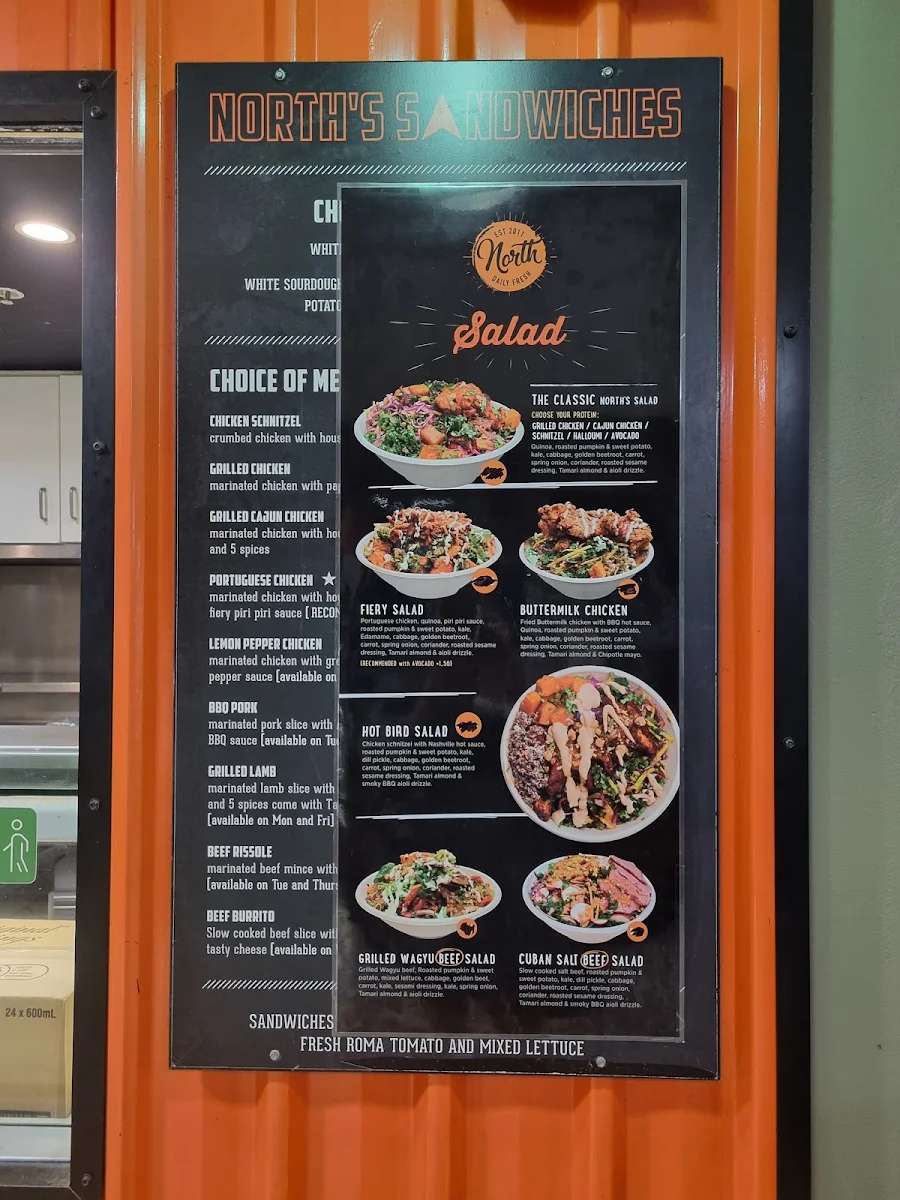 Menu, North Sandwiches and Burger Bridge St