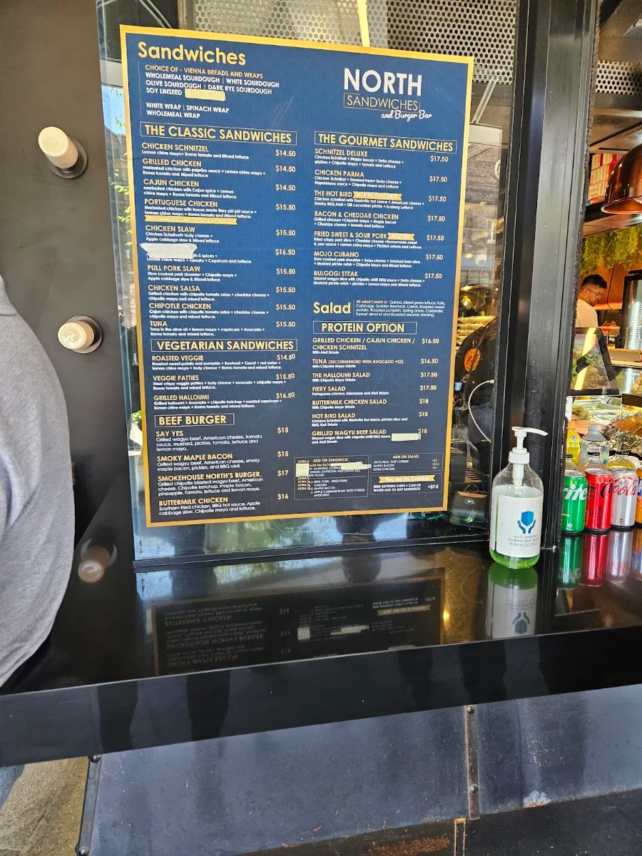 Menu, North Sandwiches and Burger Bridge St