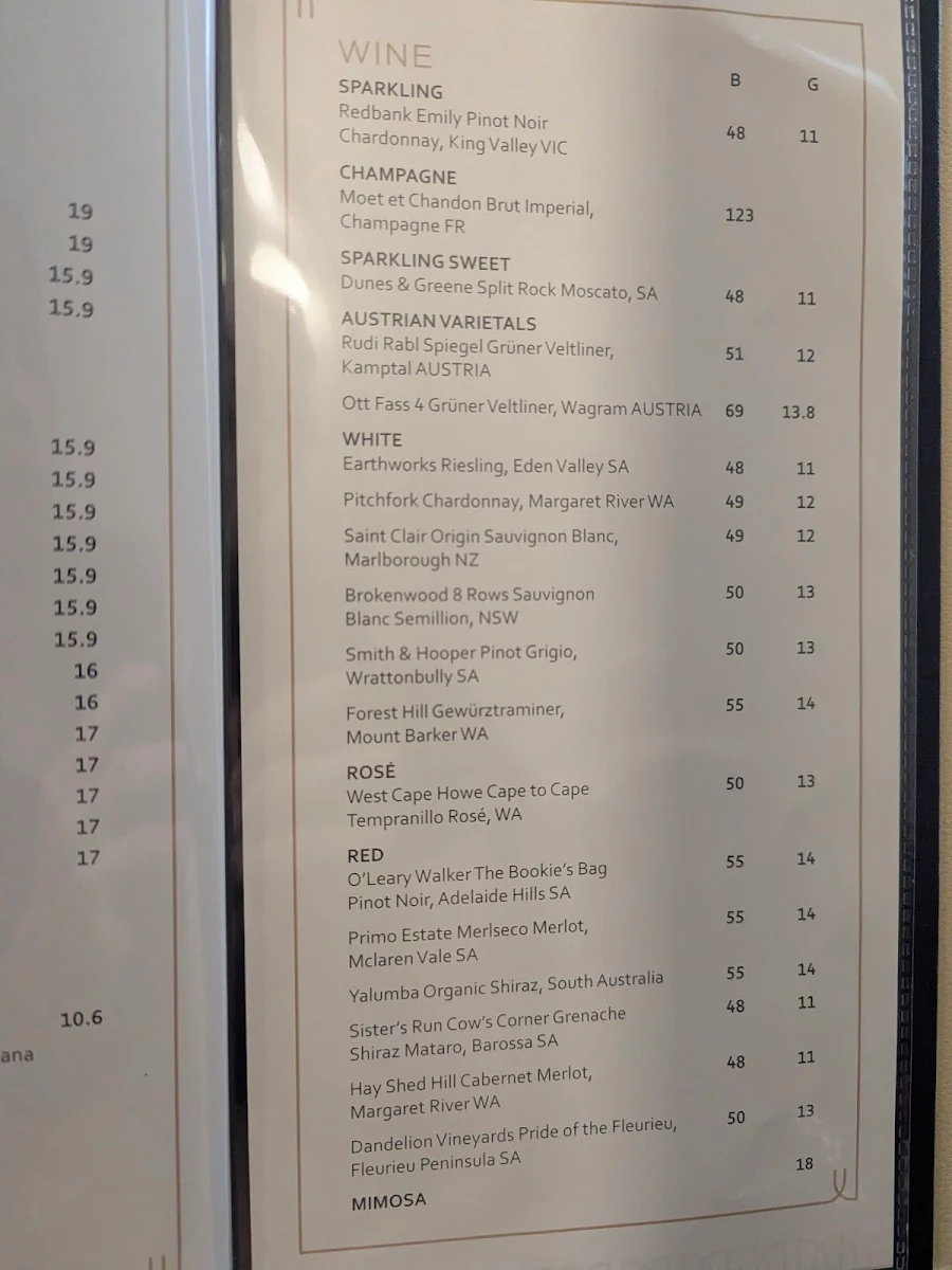Menu, Mozart Coffee Lounge