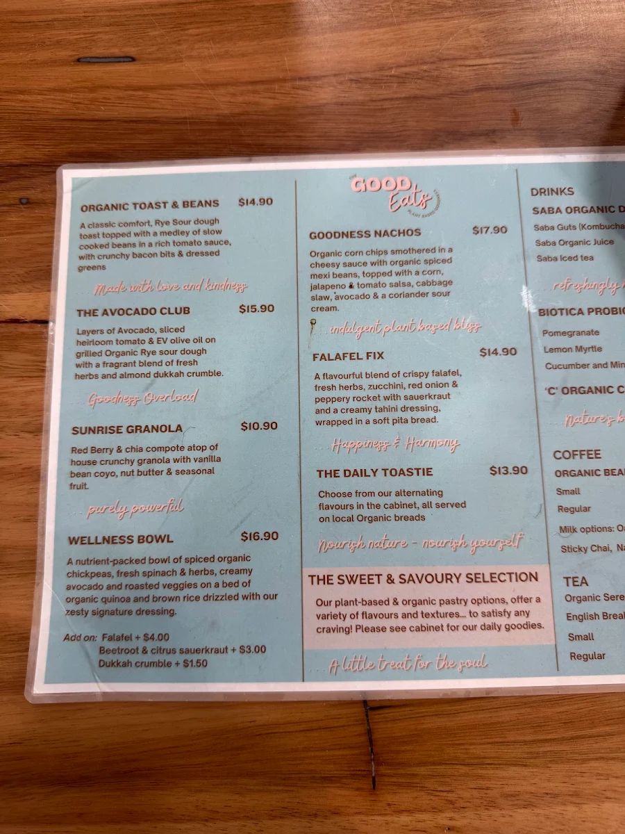 Menu, RAWG Organics