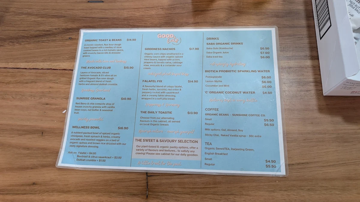 Menu, RAWG Organics