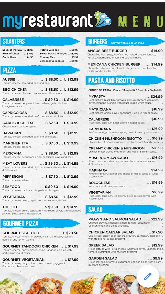 Menu, MyRestaurant