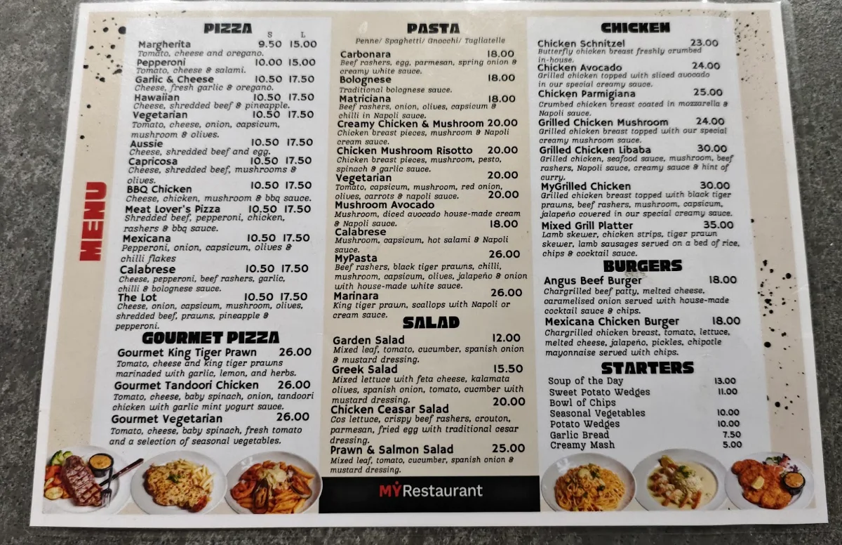 Menu, MyRestaurant