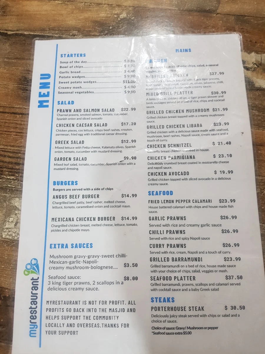 Menu, MyRestaurant