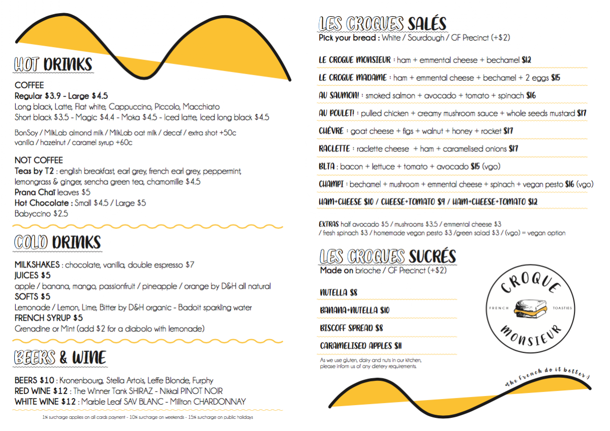 Menu, Croque Monsieur