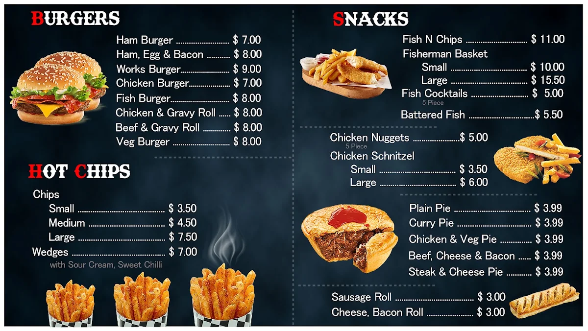 Menu, Willows Cafe & Restaurant