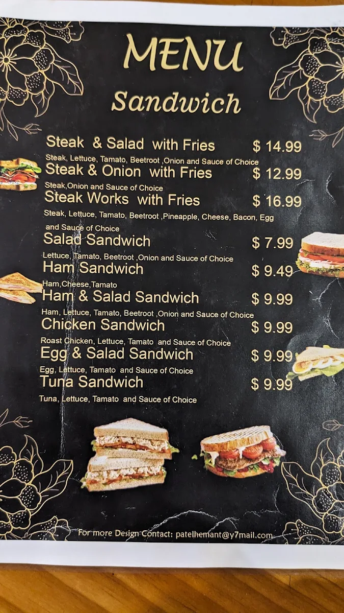 Menu, Willows Cafe & Restaurant
