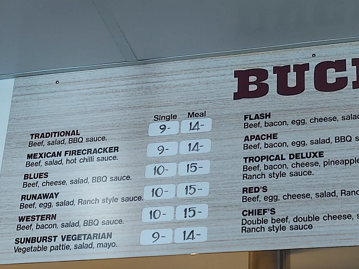 Menu, Buck's Diner