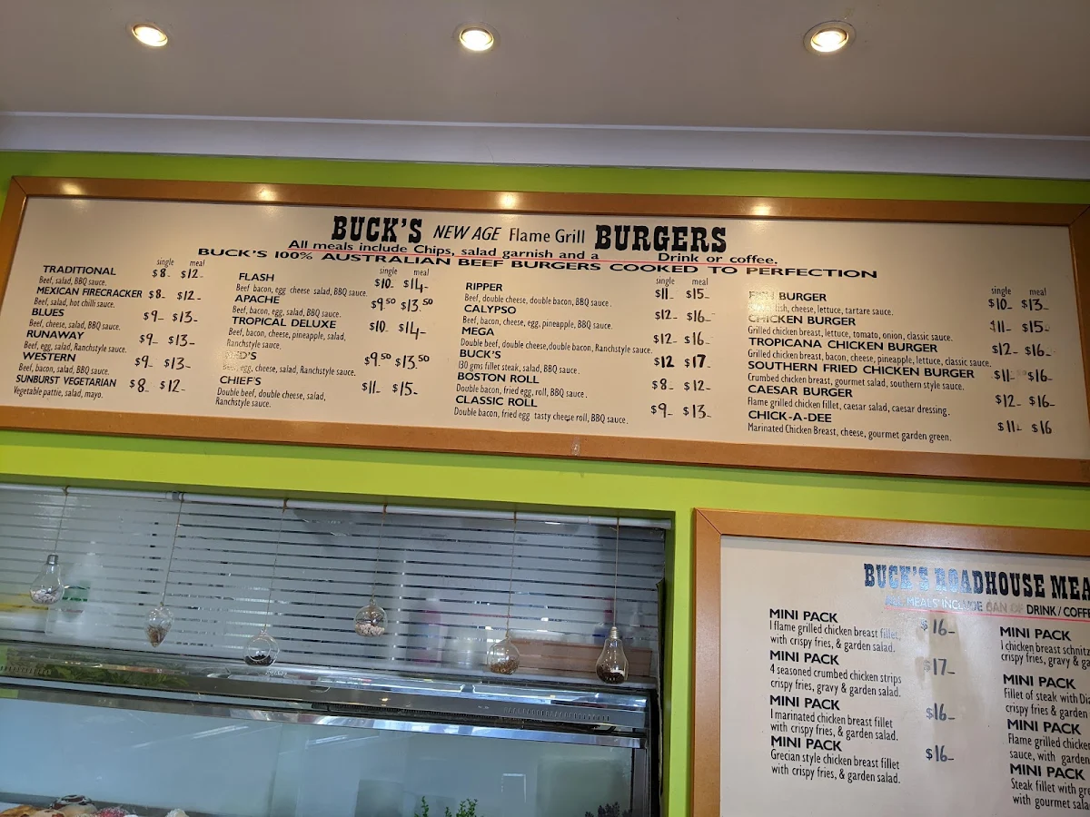 Menu, Buck's Diner