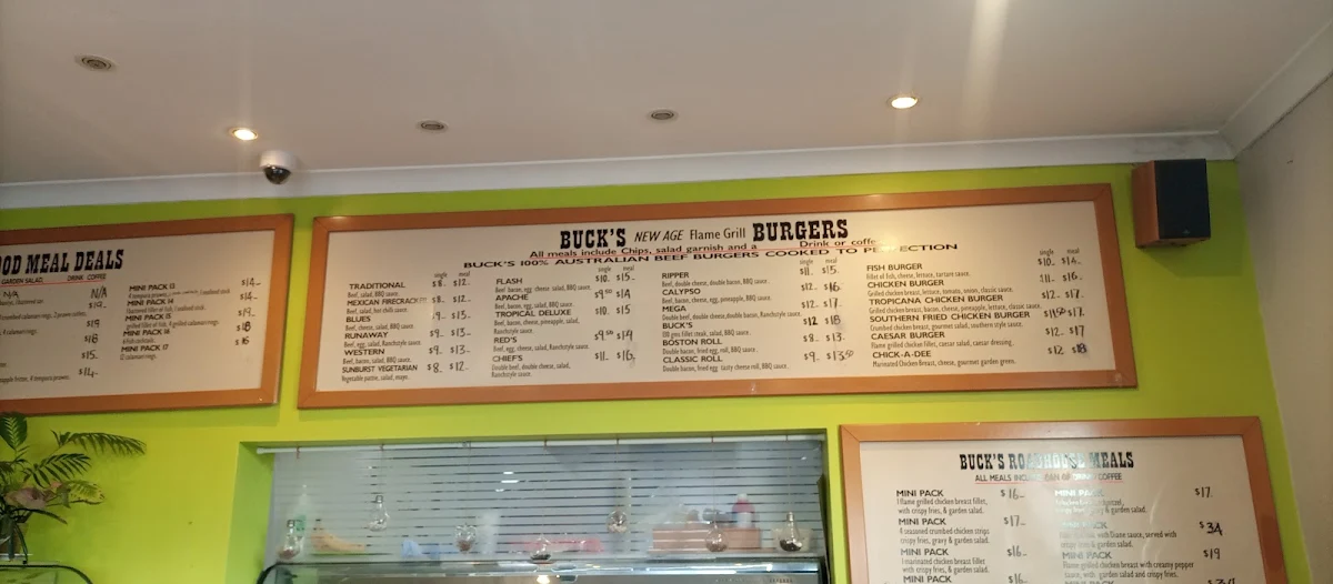 Menu, Buck's Diner