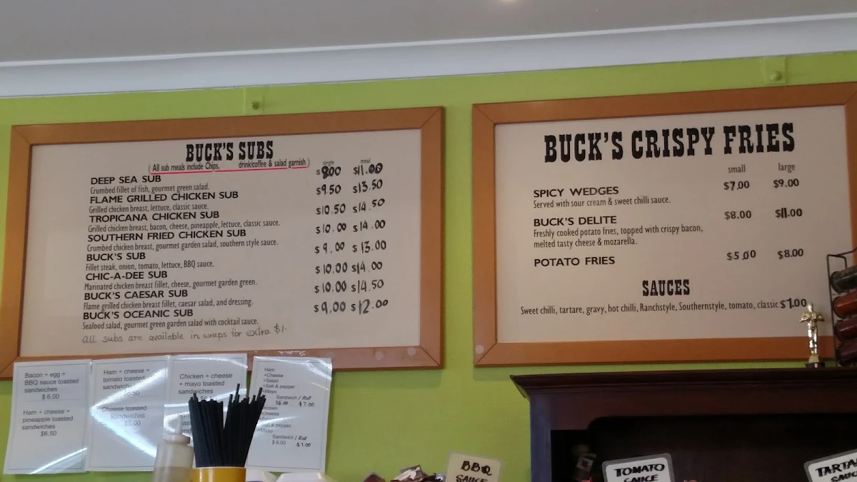 Menu, Buck's Diner
