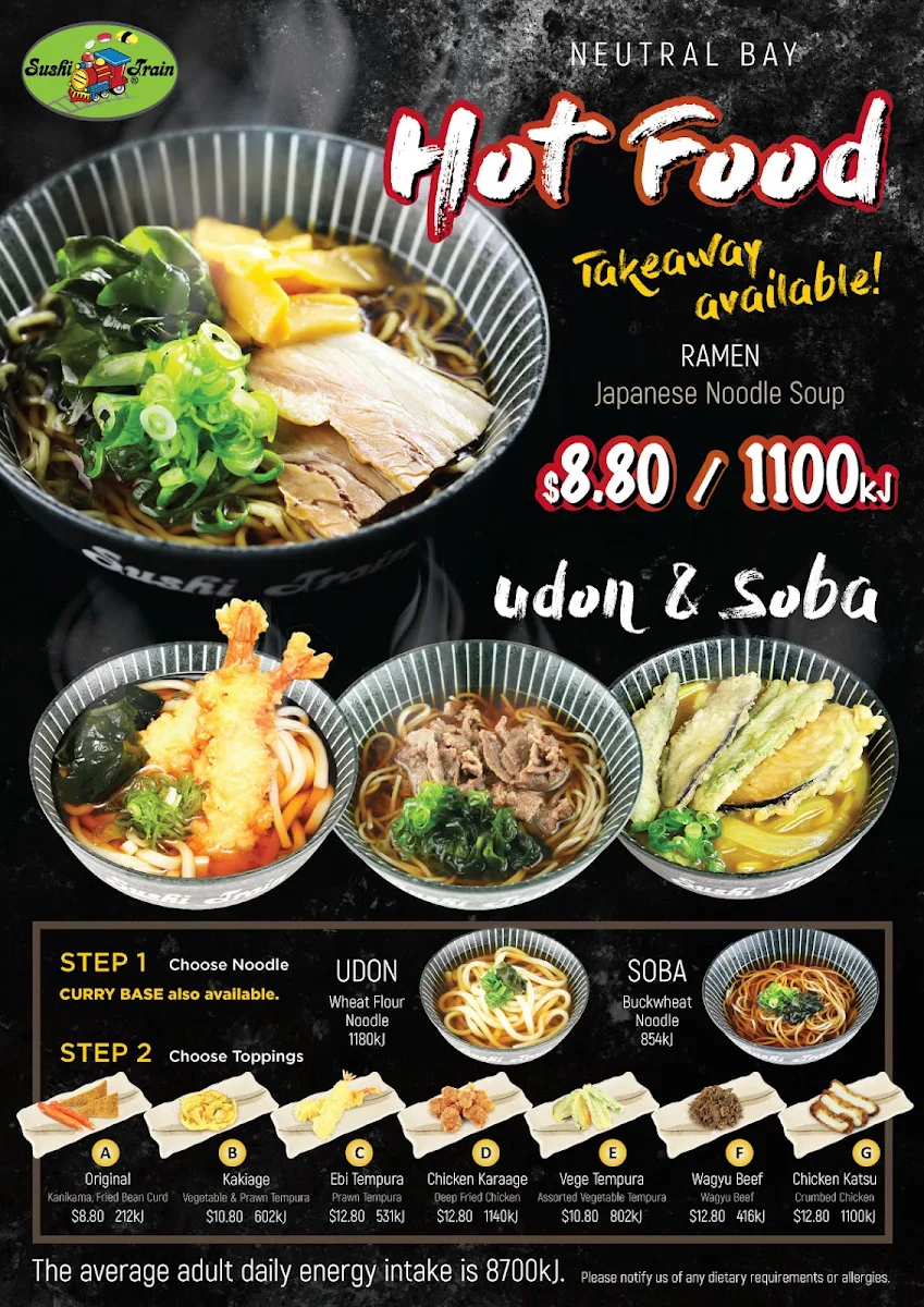 Menu, Sushi Train Neutral Bay