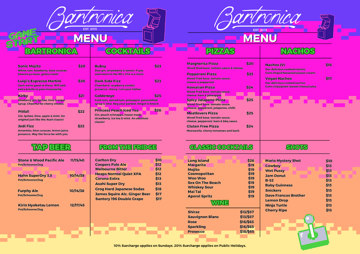 Menu, Bartronica