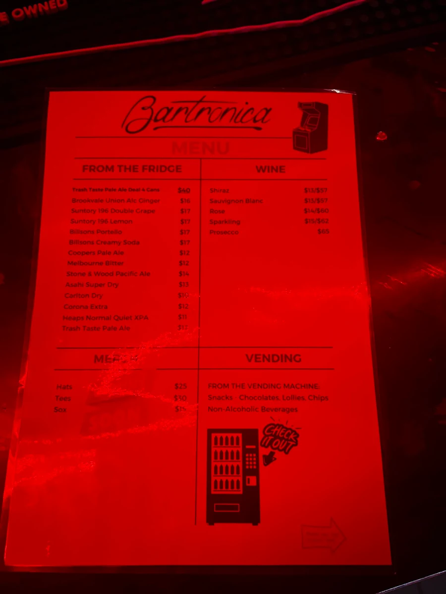Menu, Bartronica