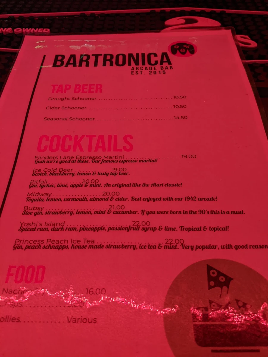 Menu, Bartronica