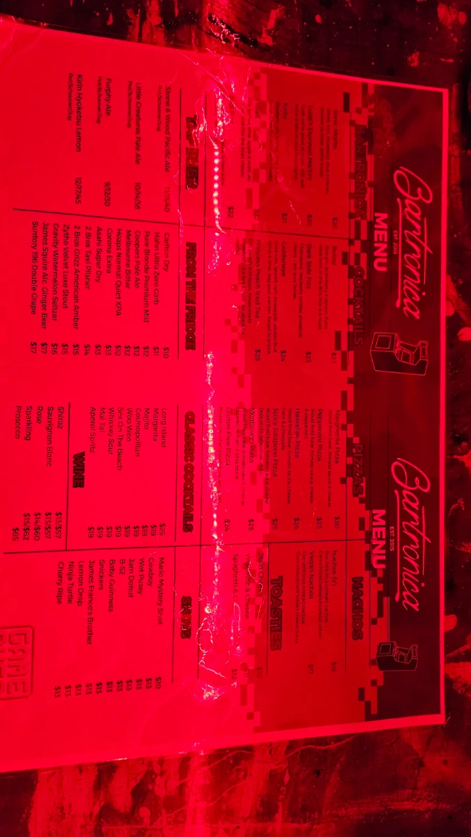 Menu, Bartronica