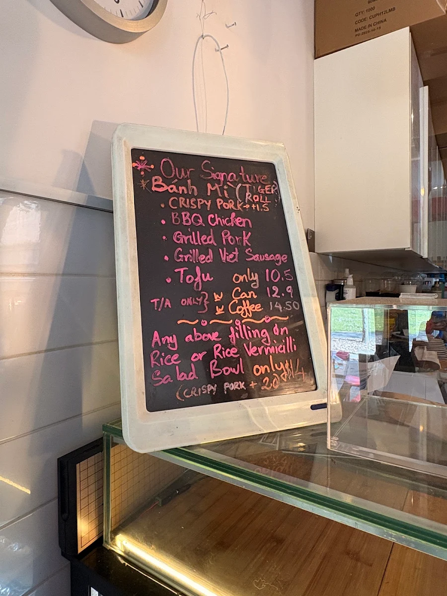 Menu, Caffe Bambino