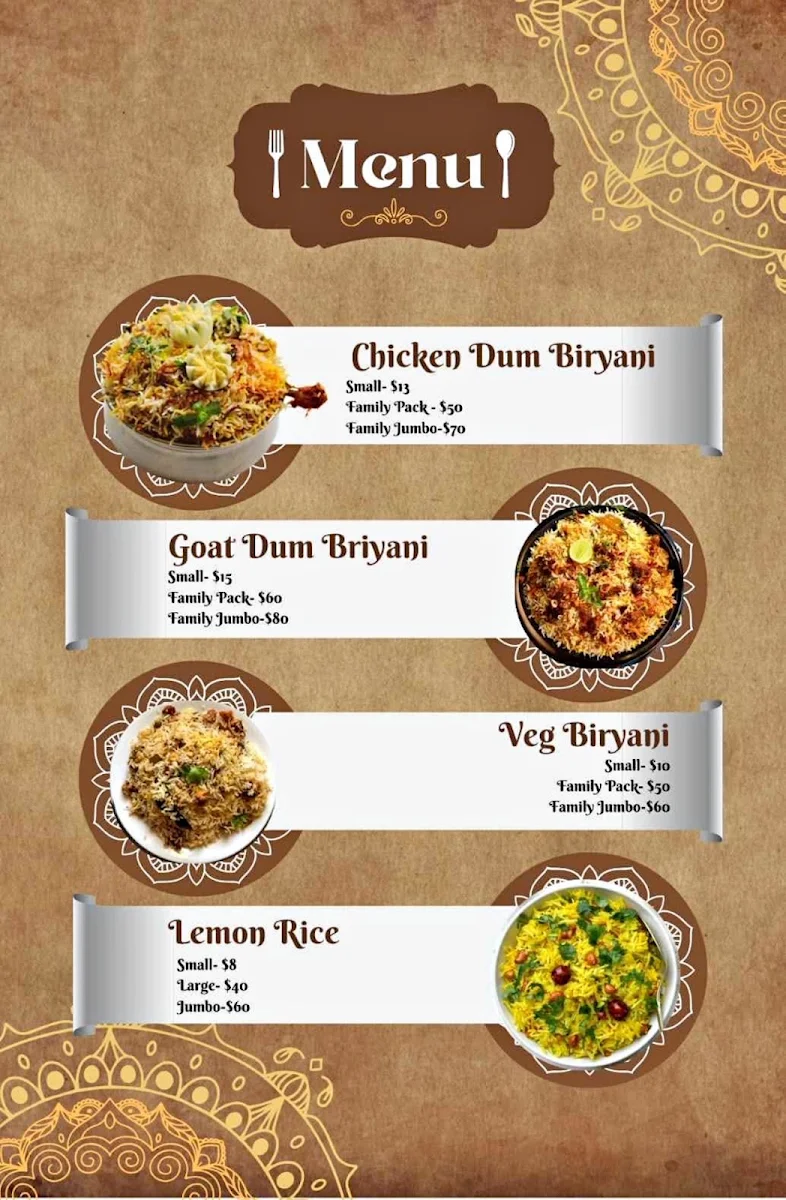 Menu, The Twisted Indian Restaurant