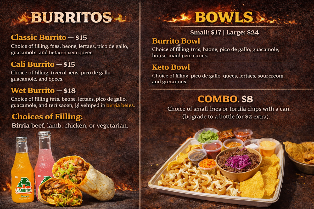 Menu, Mira La Vida Mexicana Gregory Hills