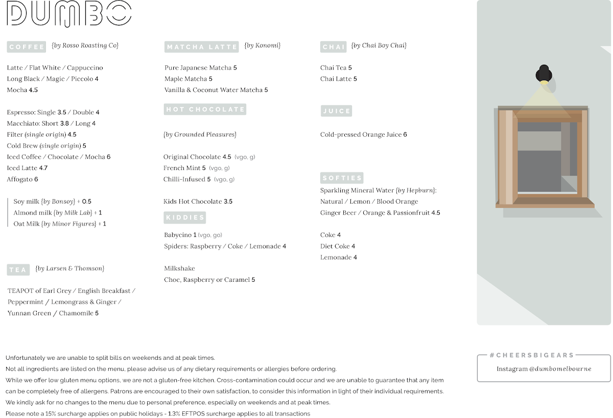 Menu, Dumbo