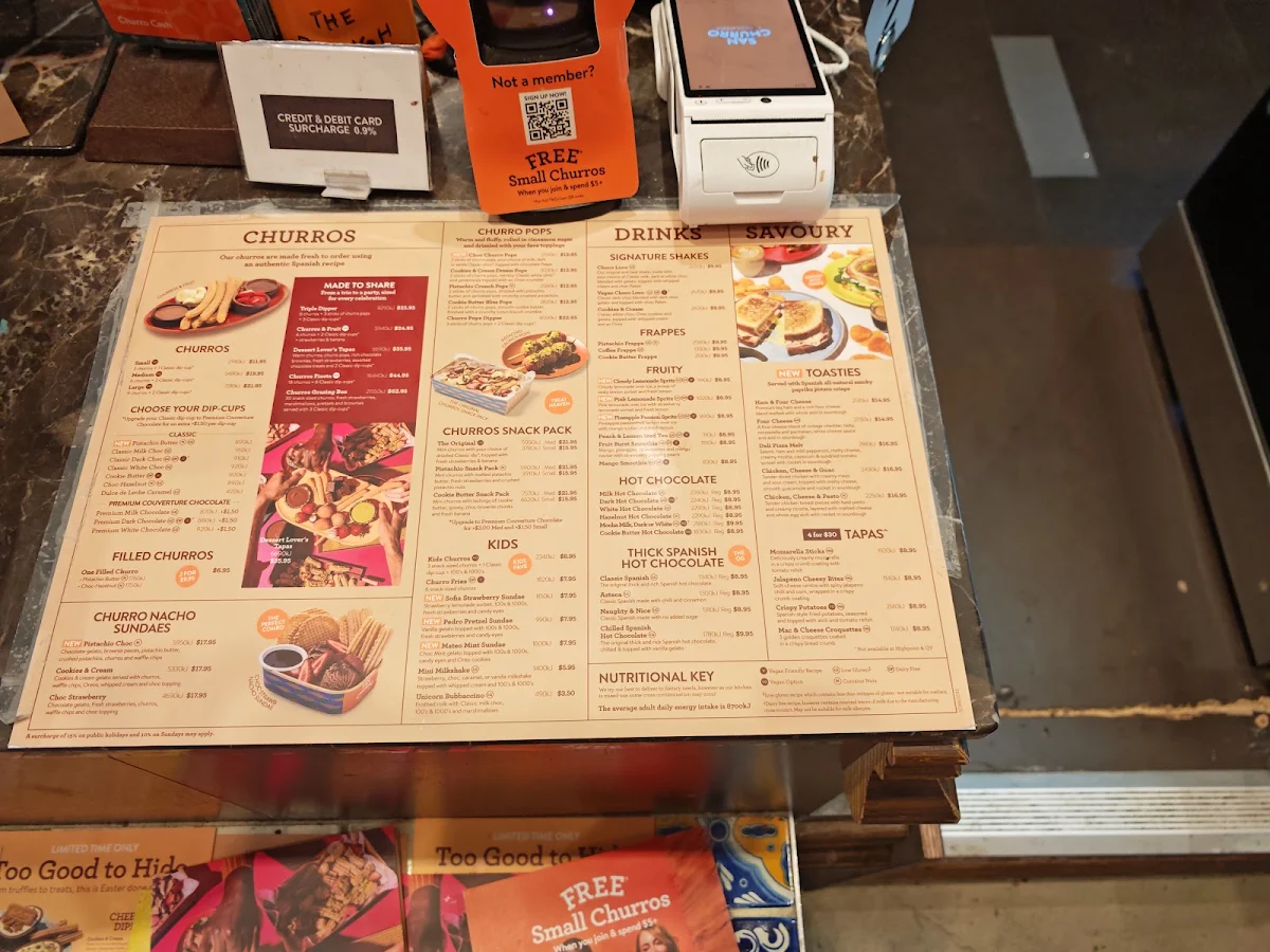 Menu, San Churro Northbridge