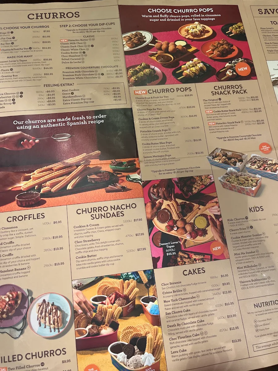 Menu, San Churro Northbridge