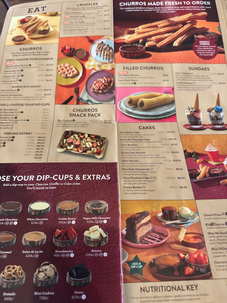 Menu, San Churro Northbridge