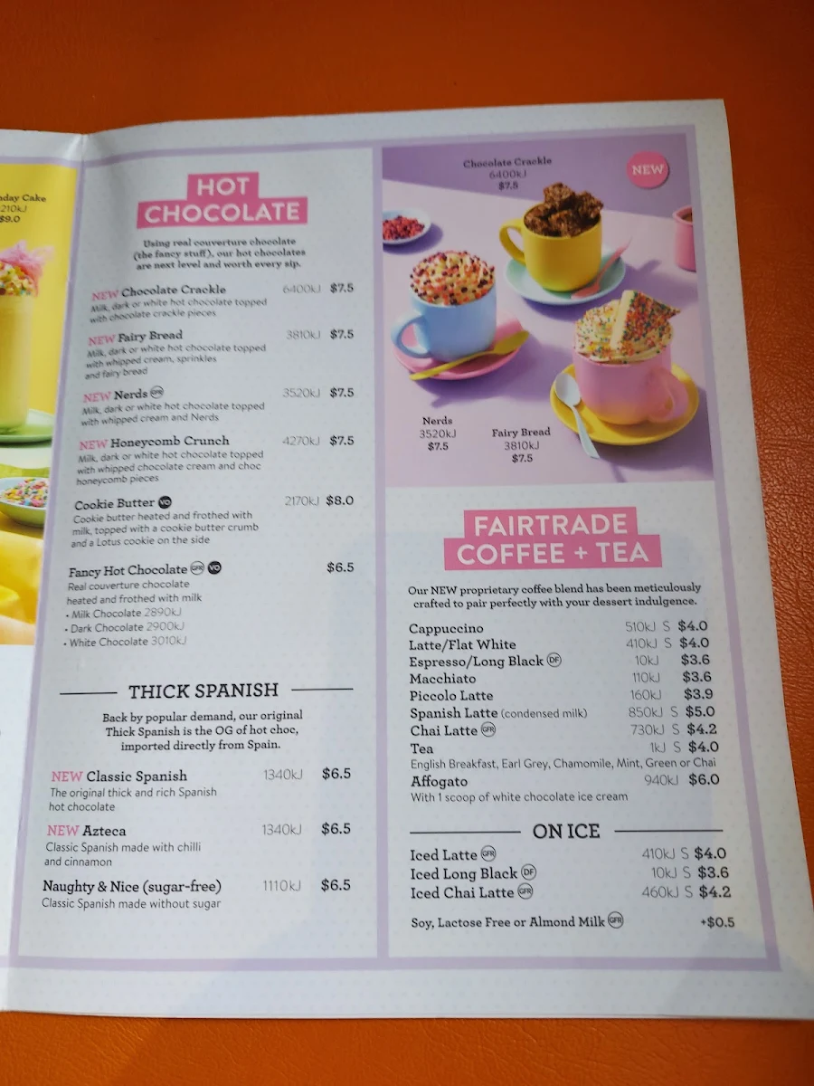Menu, San Churro Northbridge