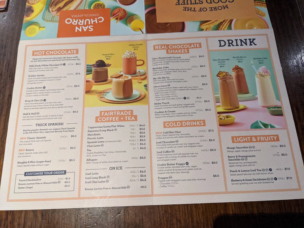 Menu, San Churro Northbridge