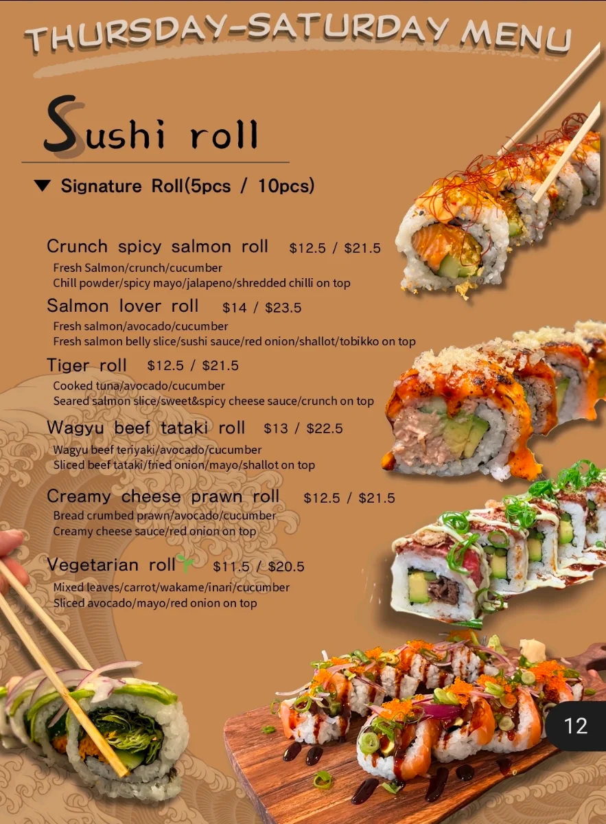 Menu, Izakaya Shogun