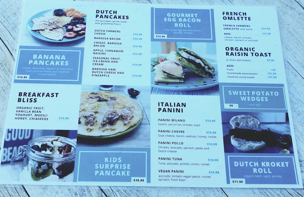 Menu, Beach Break Café