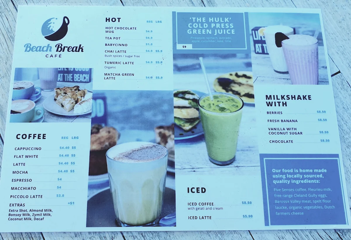 Menu, Beach Break Café