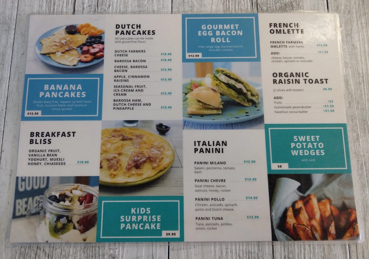 Menu, Beach Break Café
