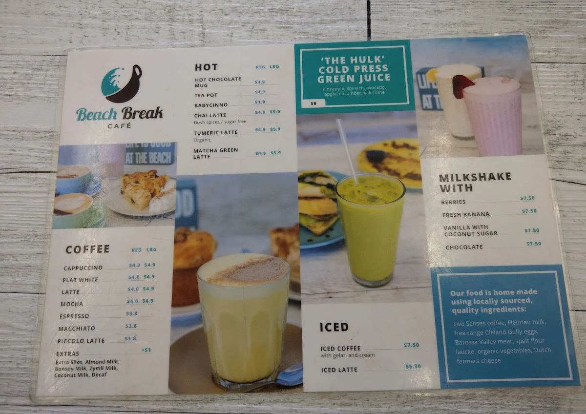 Menu, Beach Break Café