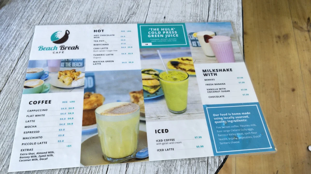 Menu, Beach Break Café
