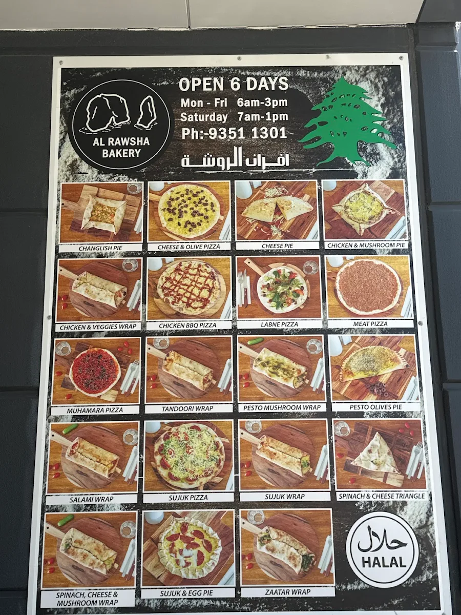 Menu, Al Rawsha Bakery