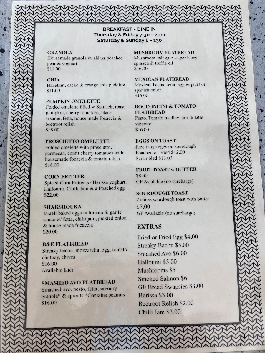 Menu, Mr Tucker