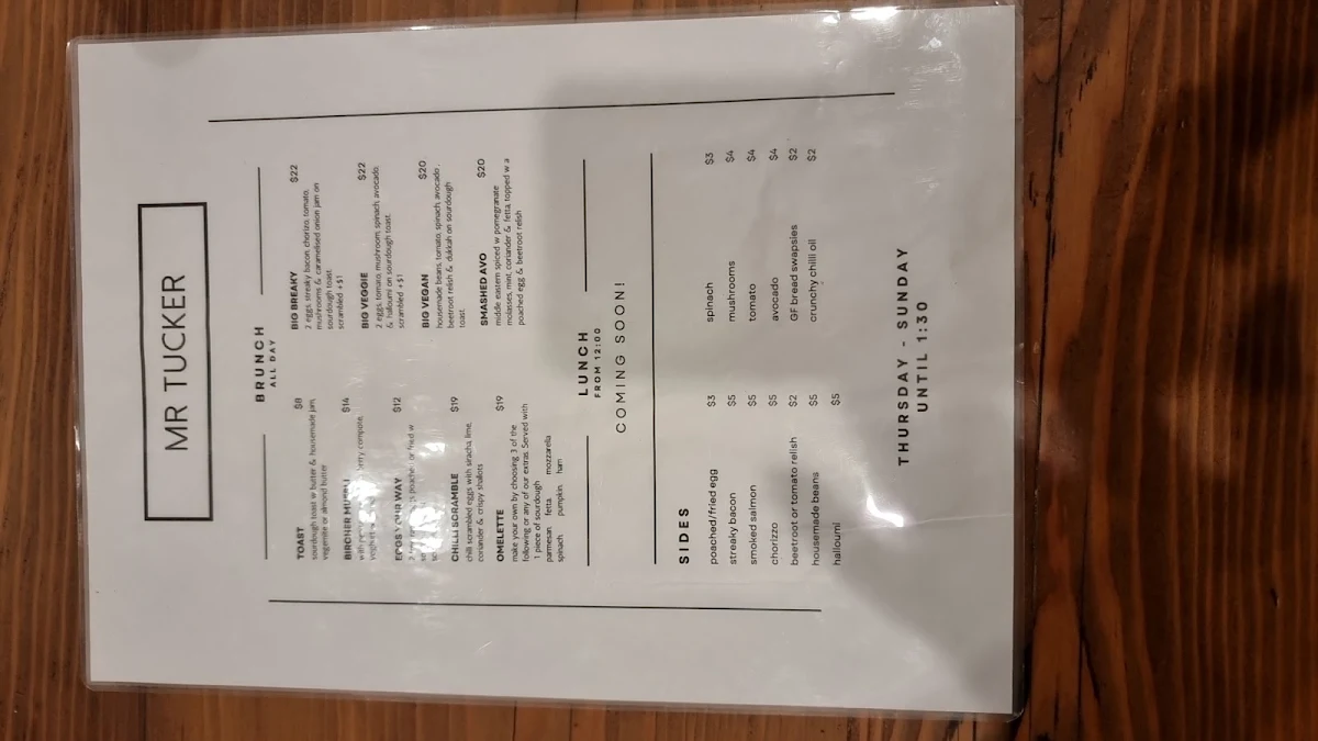 Menu, Mr Tucker