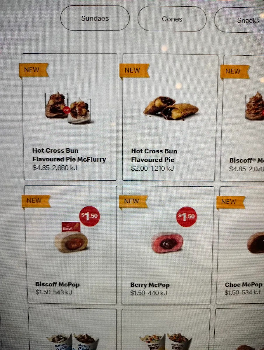 Menu, McDonald's Stanmore