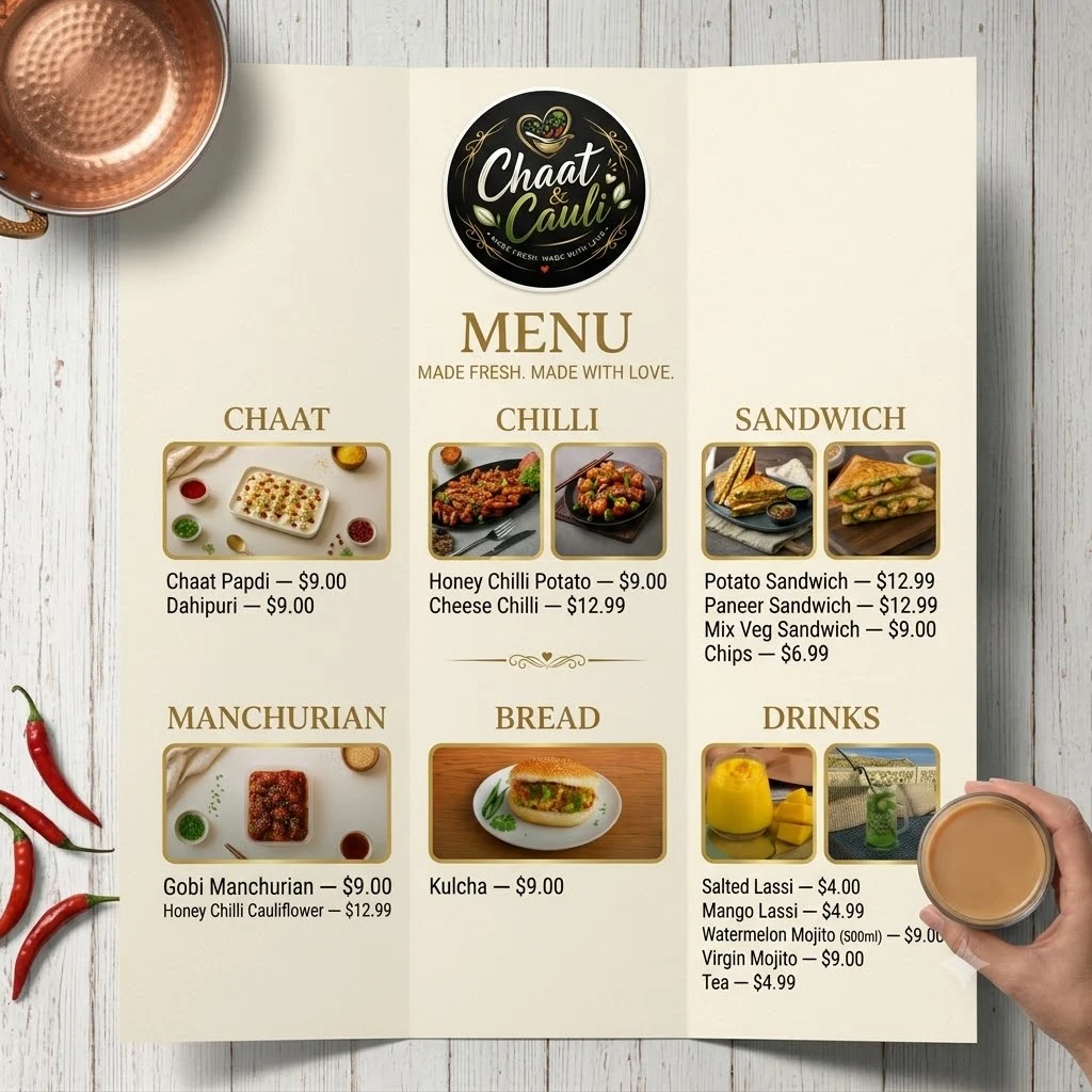 Menu, Chaat & Cauli