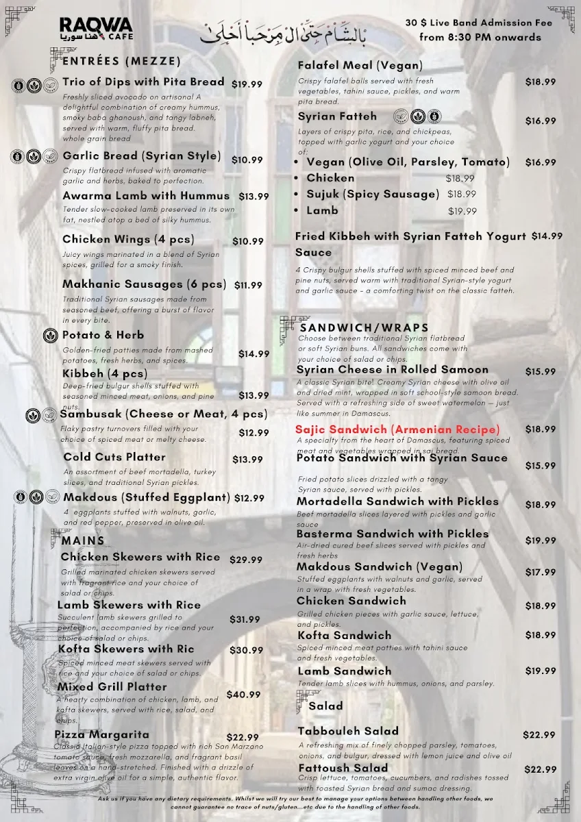 Menu, Raqwa Cafe & Bakery