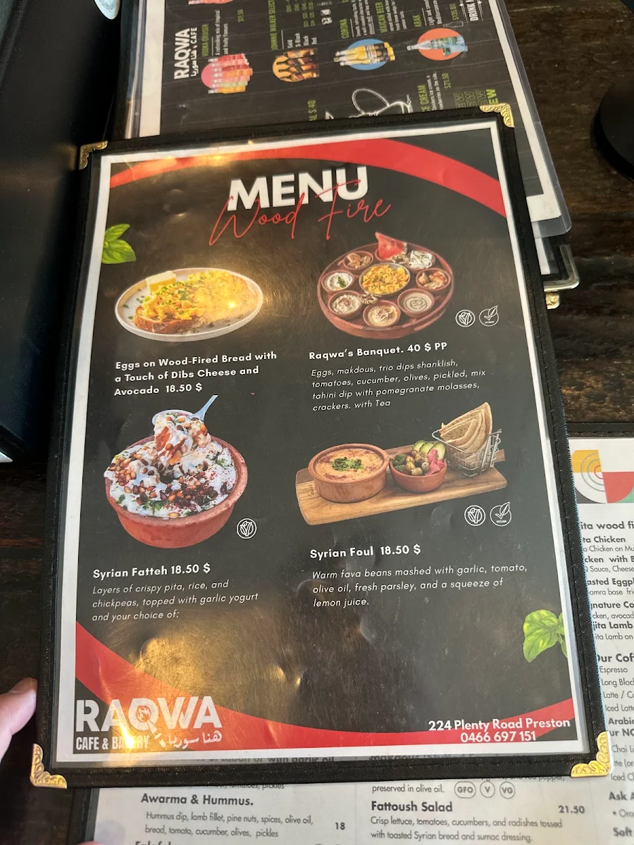 Menu, Raqwa Cafe & Bakery