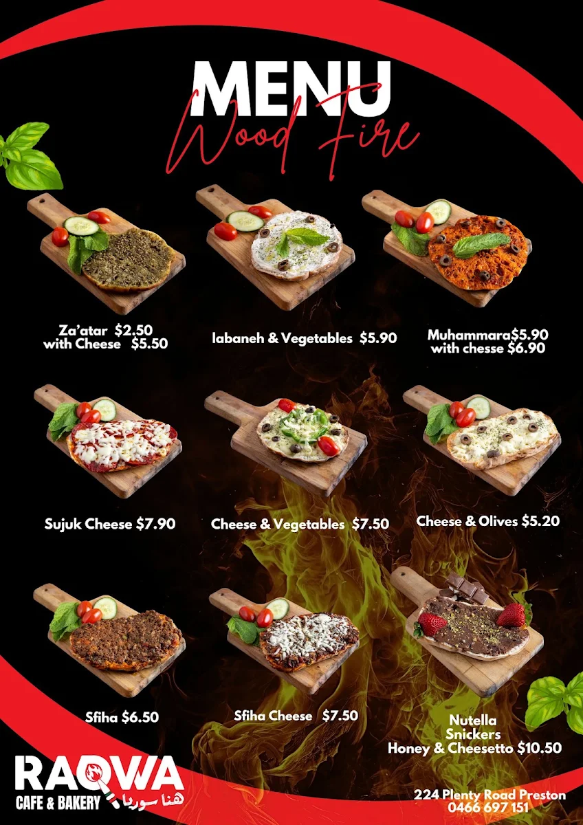Menu, Raqwa Cafe & Bakery