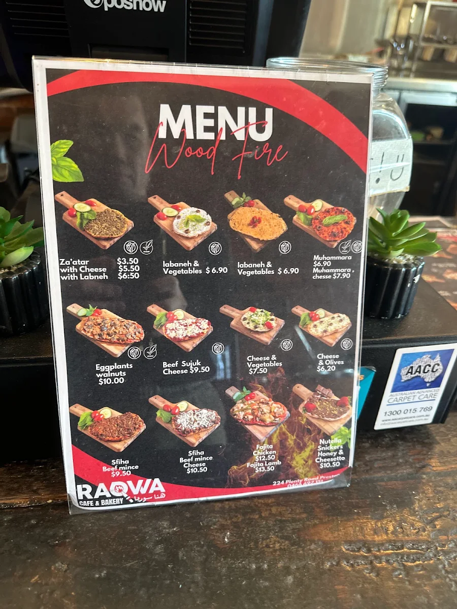 Menu, Raqwa Cafe & Bakery