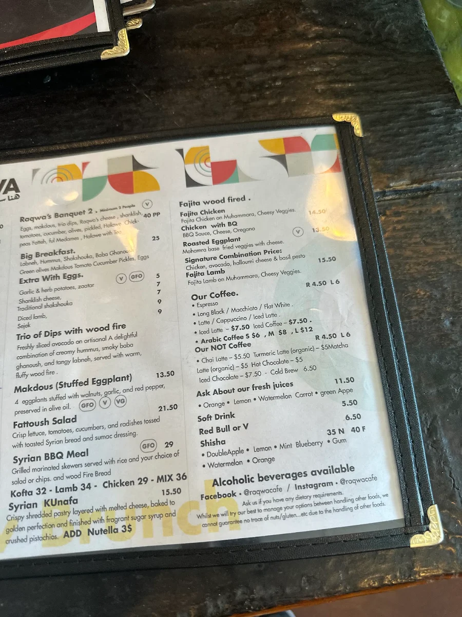 Menu, Raqwa Cafe & Bakery