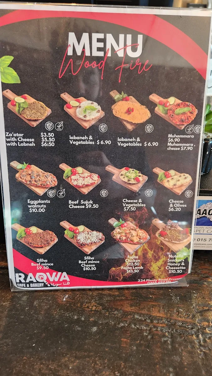 Menu, Raqwa Cafe & Bakery