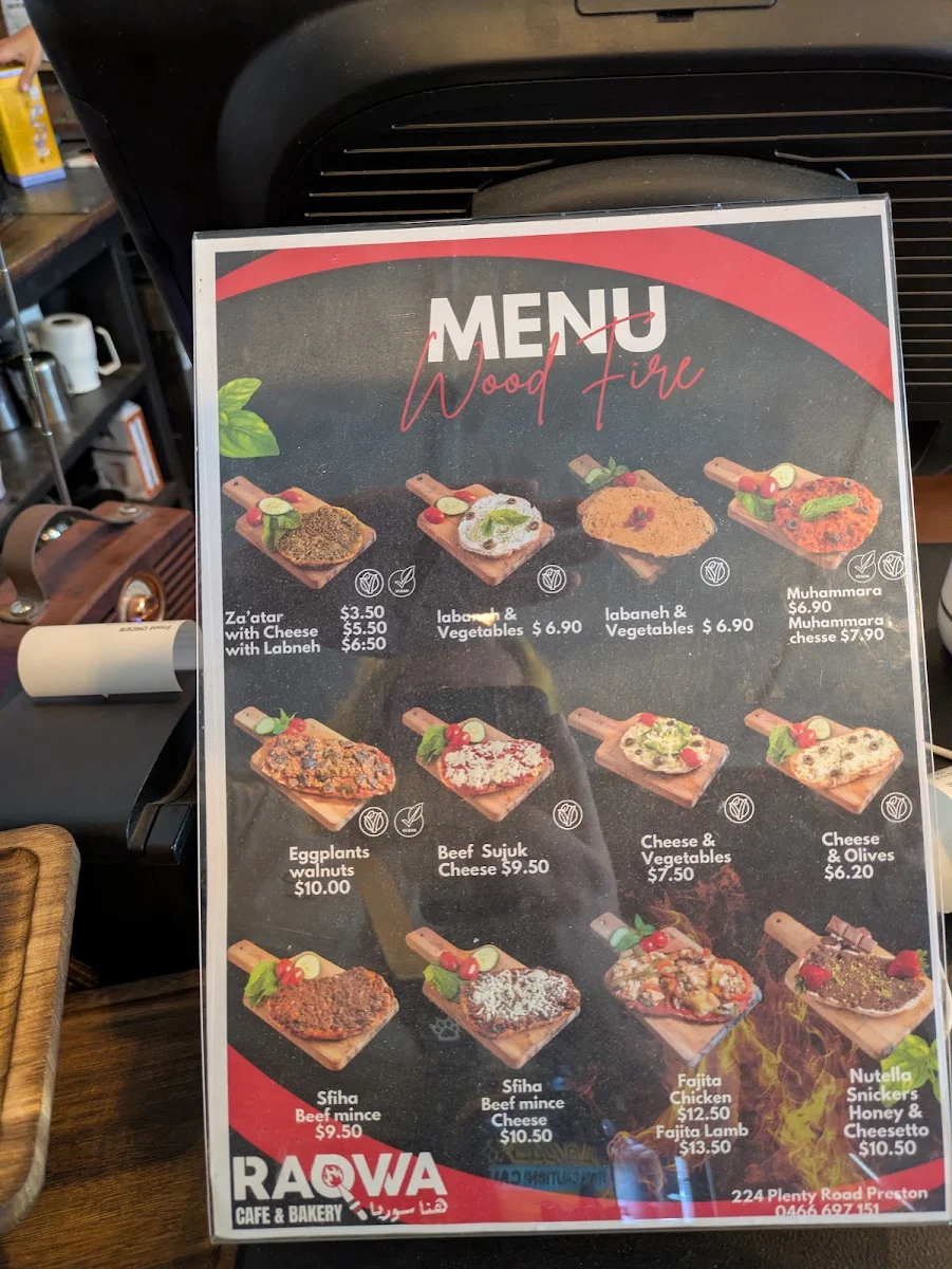 Menu, Raqwa Cafe & Bakery