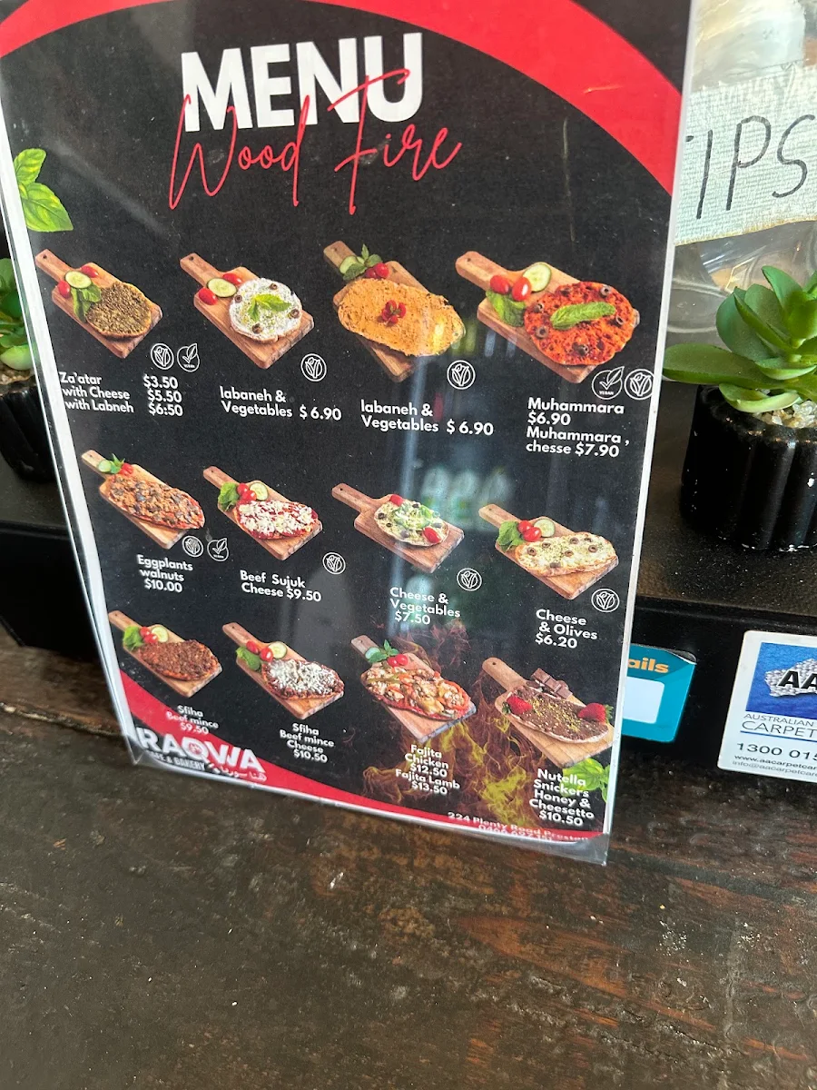 Menu, Raqwa Cafe & Bakery