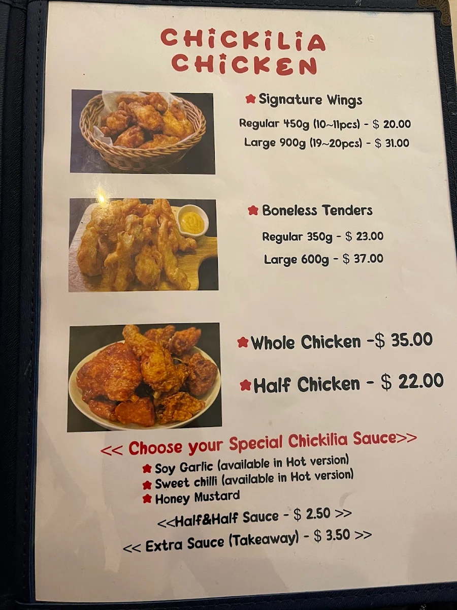 Menu, Chickilia
