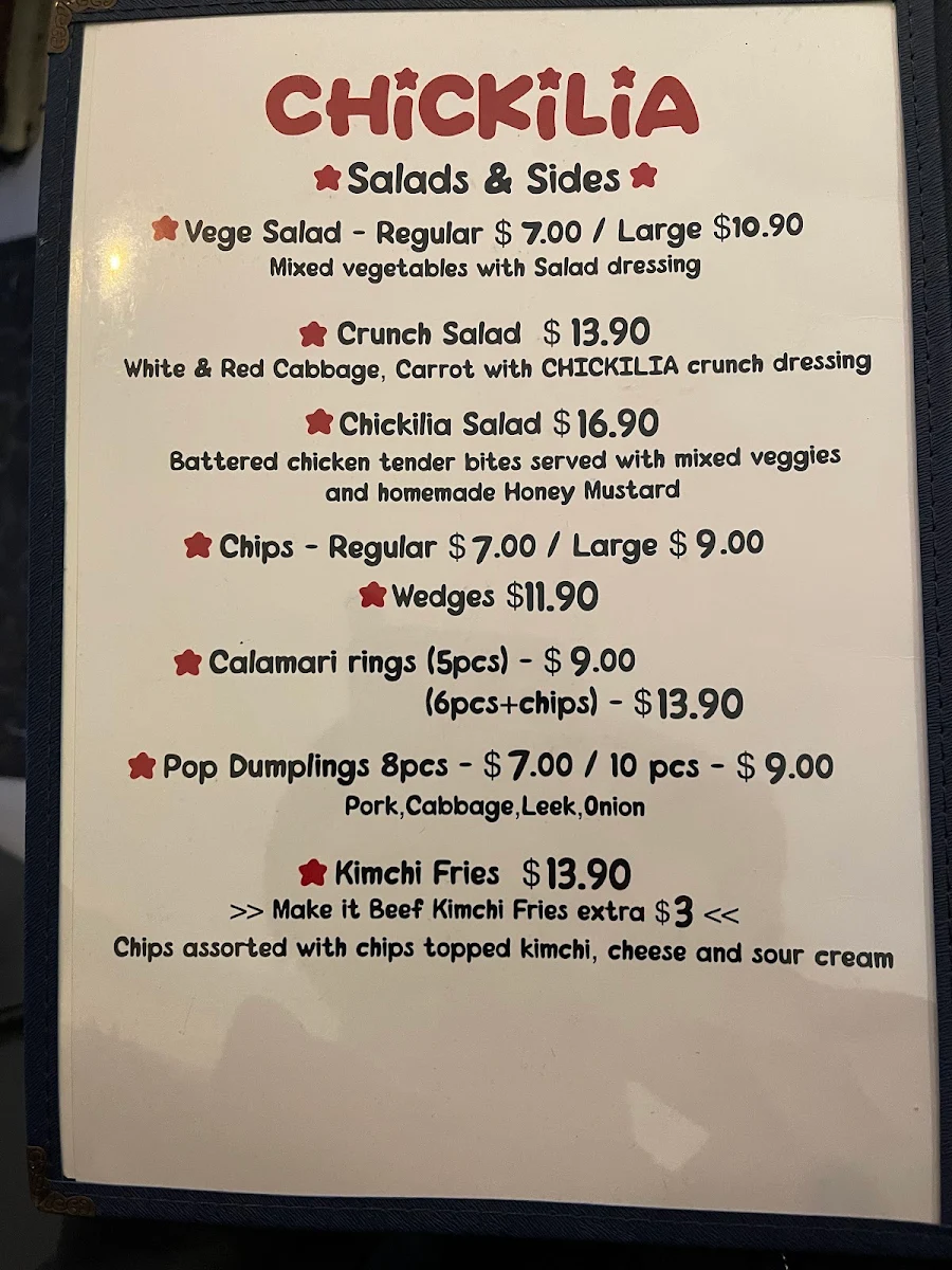 Menu, Chickilia